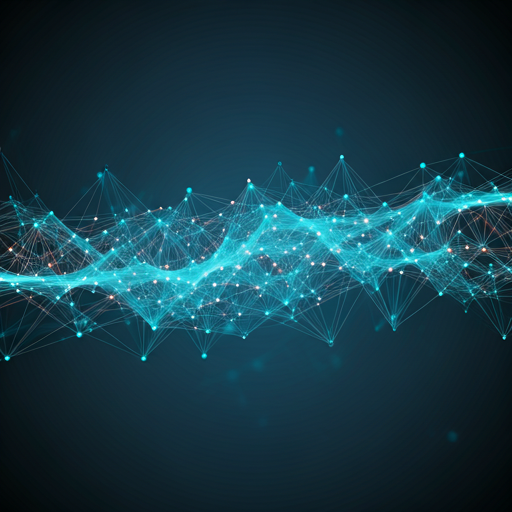 Abstract interconnected 3D nodes representing data networks